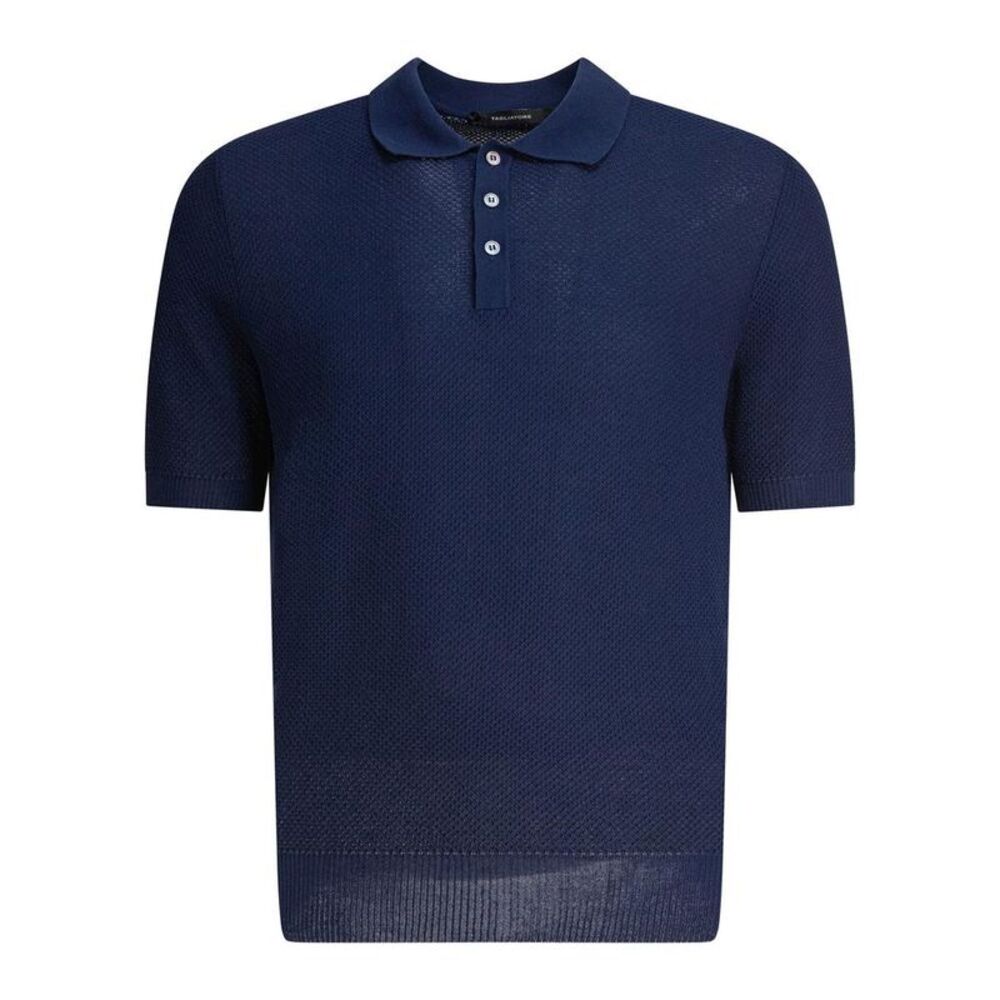 TAGLIATORE Textured Knit Polo Shirt Men BLUE T-Shirts